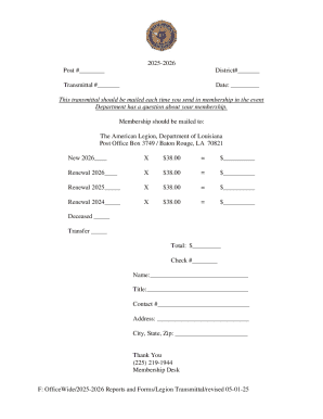 American Legion Membership Transmittal Form