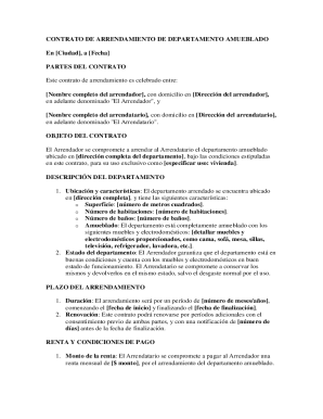 Contrato de arrendamiento de departamento amueblado