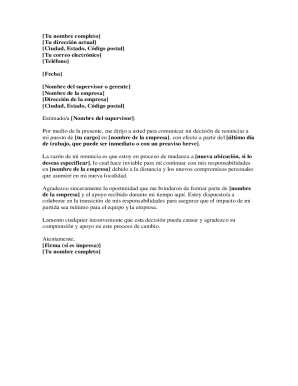 Resignation letter template