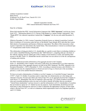 PFIC Annual Information Statement and Form 5471