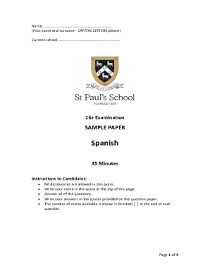 Spanish 16+ examination sample paper