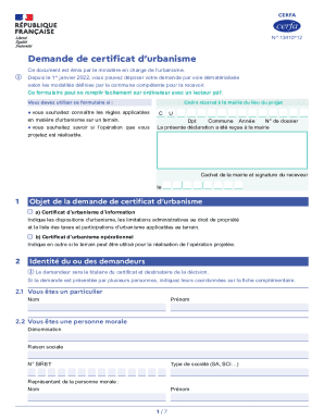 French Urbanism Certificate Request Form