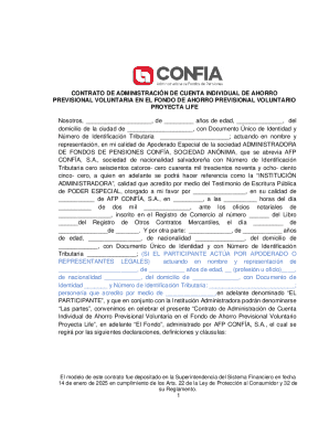 Contrato de administración de cuenta individual de ahorro previsional voluntaria