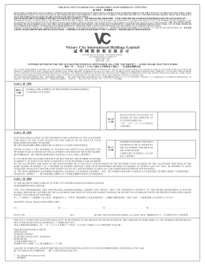 Victory City Scrip Share Election Form
