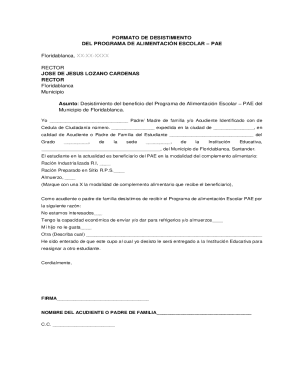 Pae school meal program withdrawal form