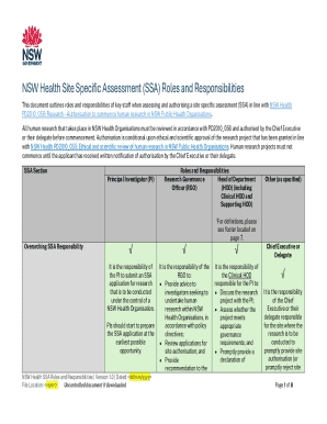 NSW Health Site Specific Assessment Form