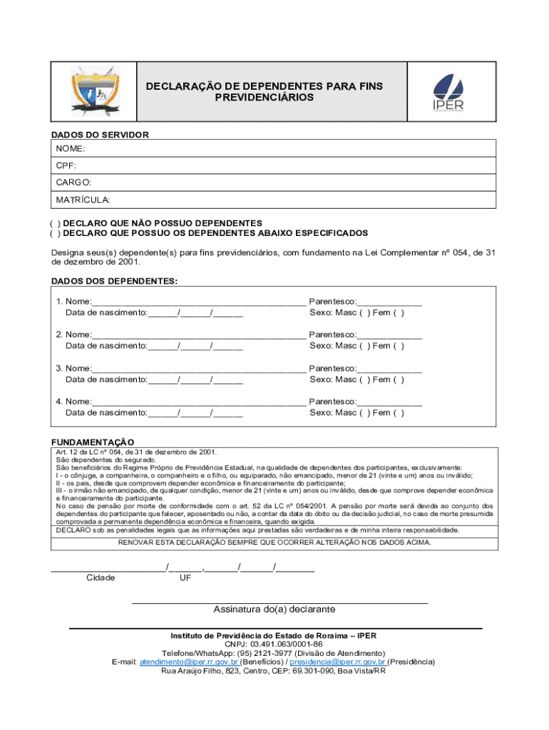 Dependent Declaration Form - Preencher, Assinar e Compartilhar Online ...