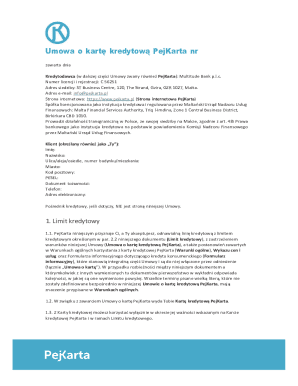 Credit Card Agreement PejKarta