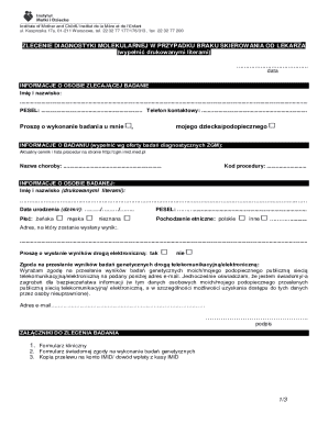 Molecular Diagnostic Order Form