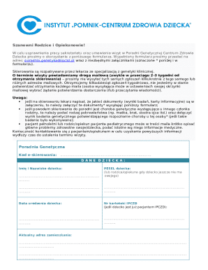 Genetic Clinic Appointment Form