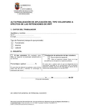 Spanish Voluntary Tax Retention Application Form