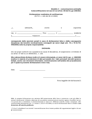 Italian Anti-Mafia Communication Form