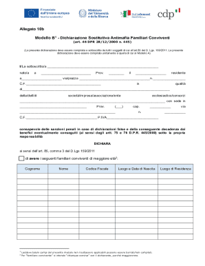 Modello B1 - Antimafia Declaration for Family Members