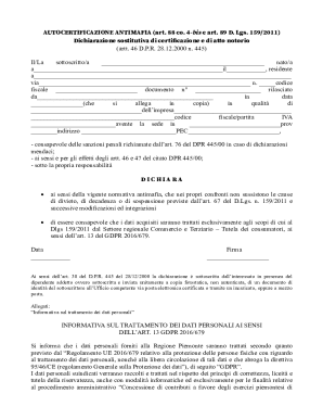 Italian Antimafia Self-Certification Form