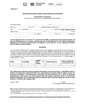 Italian Antimafia Self-Certification Form