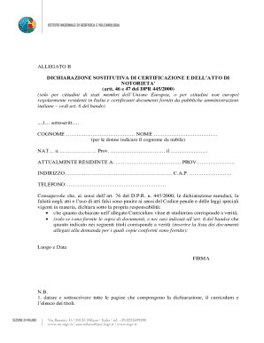 Italian Declaration of Substitution of Certification