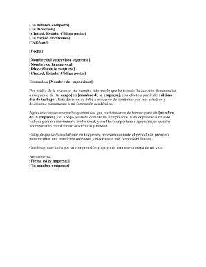 Resignation letter template