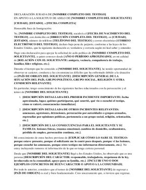 Asylum support affidavit