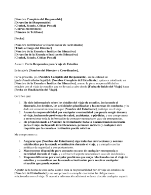 Carta responsiva para viaje de estudios