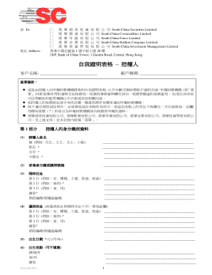 Self-Certification Form for Controlling Persons