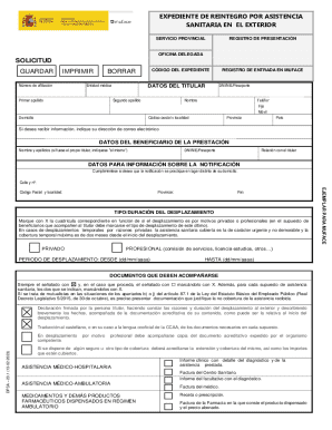 Expediente de reintegro por asistencia sanitaria en el exterior