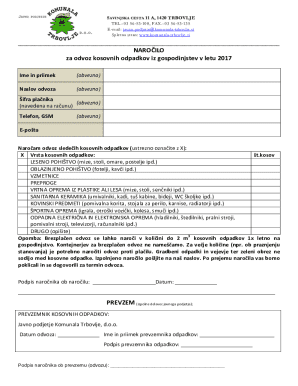 Slovenia Waste Removal Order Form