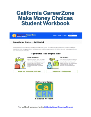 California CareerZone Make Money Choices Student Workbook