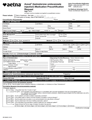 Aetna Precertification Notification for Aveed