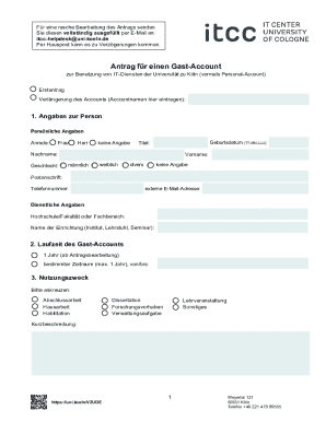 University of Cologne Guest Account Application