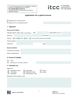 University of Cologne Guest Account Application