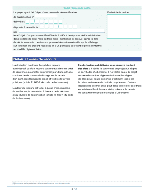 French Construction Permit Modification Receipt