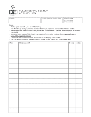 Volunteering Activity Log