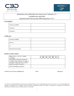 Parcoursup STAPS Attestation Form