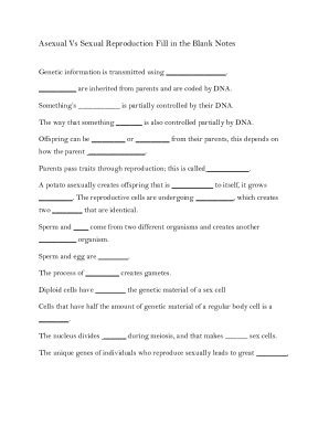 Asexual Vs Sexual Reproduction Fill in the Blank Notes
