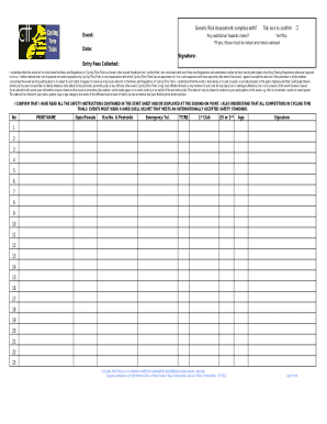 Cycling Time Trials Event Registration Form