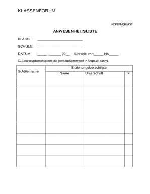 German Class Forum Attendance and Voting Forms