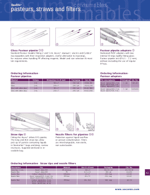 Pasteur Pipettes and Adapters Order Form