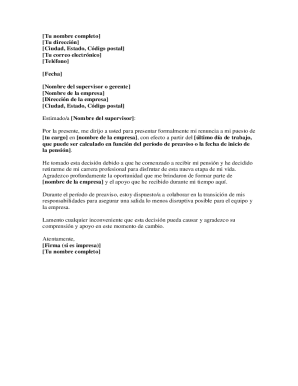 Resignation letter template