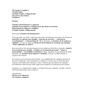 Resignation letter template