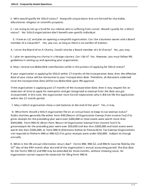 501c3 Frequently Asked Questions