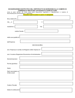 Italian Business Registration Declaration Form
