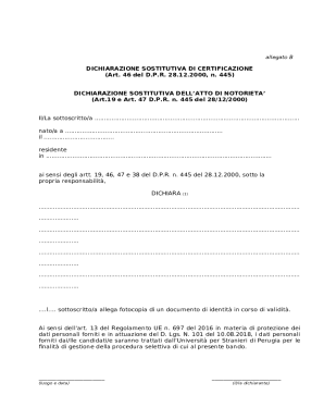 Italian Declaration of Substitution of Certification