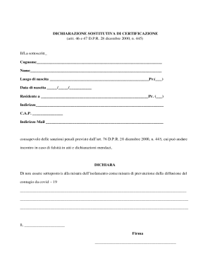 Italian COVID-19 Self-Certification Form