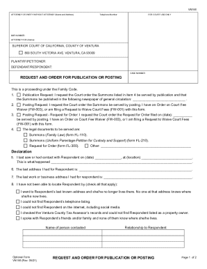 California Request and Order for Publication or Posting