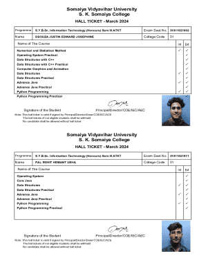 Somaiya Vidyavihar University Hall Ticket