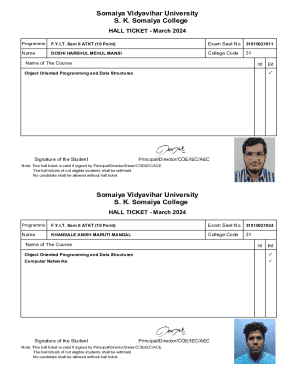 Hall Ticket for ATKT Exams