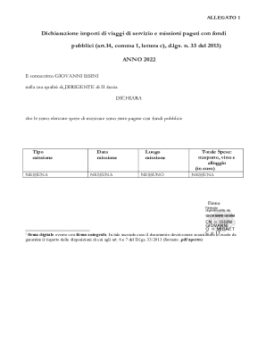 Italian Public Funds Travel Expense Declaration