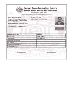 Provisional Exam Form for UG Semester II