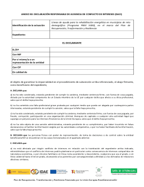 EU Conflict of Interest Declaration Form