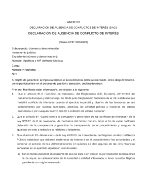 EU Conflict of Interest Declaration Form